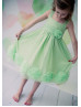 Organza Knee Length Flower Girl Dress With Decorated Flowers